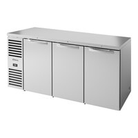 True TBR72-RISZ1-L-S-SSS-1 72" Stainless Steel Solid Door Narrow Back Bar Refrigerator with LED Lighting