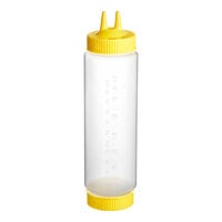 Vollrath Traex® 24 oz. Clear FIFO Squeeze Dispenser with Yellow Twin Tip Cap and Base Cap