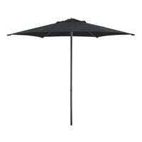 Lancaster Table & Seating 9' Round Black Push Lift Black Aluminum Umbrella