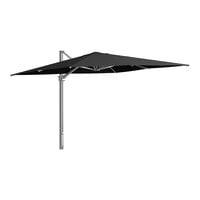 Lancaster Table & Seating 10' Square Black Crank Lift Silver Aluminum Cantilever Umbrella