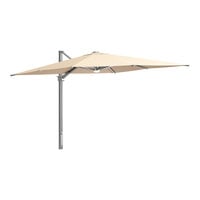 Lancaster Table & Seating 10' Square Sand Crank Lift Silver Aluminum Cantilever Umbrella with Lights