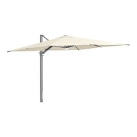 Lancaster Table & Seating 10' Square Ivory Crank Lift Silver Aluminum Cantilever Umbrella with Lights