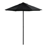 Lancaster Table & Seating 7 1/2' Round Black Push Lift Black Steel Umbrella