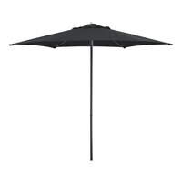 Lancaster Table & Seating 9' Round Black and White Stripe Push Lift Black Aluminum Umbrella