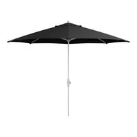 Lancaster Table & Seating 11' Round Black Crank Lift Silver Aluminum Umbrella
