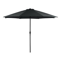 Lancaster Table & Seating 11' Round Pewter Gray Crank Lift Black Steel Umbrella