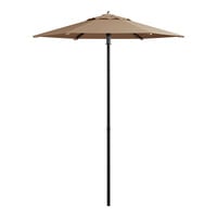 Lancaster Table & Seating 6' Round Wheat Push Lift Black Aluminum Umbrella