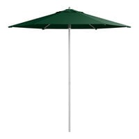 Lancaster Table & Seating 7 1/2' Round Forest Green Push Lift Silver Aluminum Umbrella