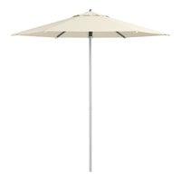 Lancaster Table & Seating 7 1/2' Round Ivory Push Lift Silver Aluminum Umbrella