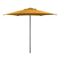 Lancaster Table & Seating 9' Round Yellow Push Lift Black Aluminum Umbrella
