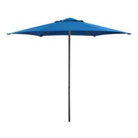 Lancaster Table & Seating 9' Round Cobalt Push Lift Black Aluminum Umbrella