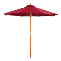 Lancaster Table & Seating 7 1/2' Round Strawberry Pulley Lift Bamboo Umbrella