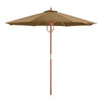 Lancaster Table & Seating 9' Round Mocha Pulley Lift Bamboo Umbrella