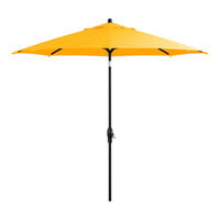 Lancaster Table & Seating 9' Round Yellow Crank Lift Auto Tilt Black Aluminum Umbrella