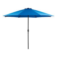 Lancaster Table & Seating 11' Round Blue Crank Lift Black Steel Umbrella