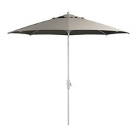 Lancaster Table & Seating 9' Round Graphite Crank Lift Auto Tilt Silver Aluminum Umbrella