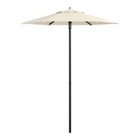 Lancaster Table & Seating 6' Round Ivory Push Lift Black Aluminum Umbrella