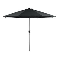 Lancaster Table & Seating 11' Round Black Crank Lift Black Steel Umbrella