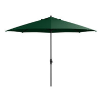 Lancaster Table & Seating 11' Round Forest Green Crank Lift Black Aluminum Umbrella