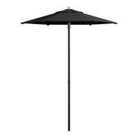 Lancaster Table & Seating 6' Round Black Push Lift Black Aluminum Umbrella