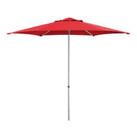 Lancaster Table & Seating 9' Round Red Push Lift Black Aluminum Umbrella