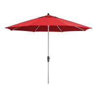 Lancaster Table & Seating 11' Round Red Crank Lift Black Aluminum Umbrella