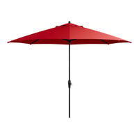 Lancaster Table & Seating 11' Round Red Crank Lift Black Aluminum Umbrella