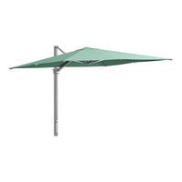 Lancaster Table & Seating 10' Square Glacier Crank Lift Silver Aluminum Cantilever Umbrella