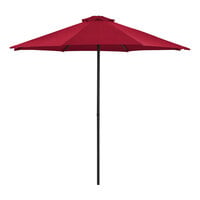 Lancaster Table & Seating 9' Round Strawberry Push Lift Black Steel Umbrella