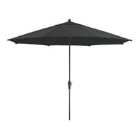 Lancaster Table & Seating 11' Round Black and White Stripe Crank Lift Silver Aluminum Umbrella