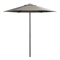 Lancaster Table & Seating 7 1/2' Round Graphite Push Lift Black Aluminum Umbrella