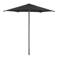 Lancaster Table & Seating 7 1/2' Round Black Push Lift Black Aluminum Umbrella