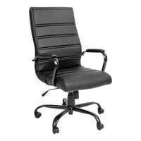 Flash Furniture Whitney Black LeatherSoft High-Back Swivel Office Chair with Black Frame and Arms