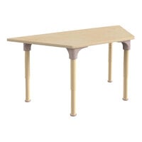 Flash Furniture Bright Beginnings 15"-23" Adjustable Height Trapezoid Beech Wooden Preschool Classroom Activity Table