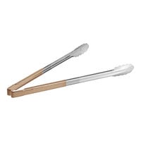 Vollrath 4781660 Jacob's Pride 16" Stainless Steel Scalloped Tongs with Tan Coated Kool Touch® Handle