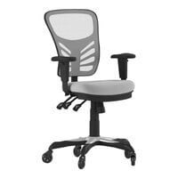 Flash Furniture Nicholas Gray Mesh Mid-Back Swivel Ergonomic Office Chair with Black Base, Adjustable Arms, and Roller Wheels