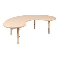 Flash Furniture Wren 14 1/2"-23 3/4" Adjustable Height Half Moon Natural Plastic Classroom Activity Table