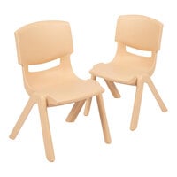 Flash Furniture Whitney 10 1/2" Natural Plastic Stackable Chair Set - 2/Set