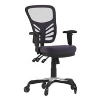 Flash Furniture Nicholas Dark Gray Mesh Mid-Back Swivel Ergonomic Office Chair with Black Base, Adjustable Arms, and Roller Wheels