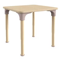 Flash Furniture Bright Beginnings 15"-23" Adjustable Height Square Beech Wooden Preschool Classroom Activity Table