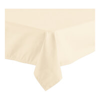 Oxford 90" x 90" Square Ivory 100% Spun Polyester Hemmed Cloth Table Cover - 12/Case