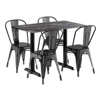 Lancaster Table & Seating Excalibur 27 1/2" x 47 3/16" Rectangular Smooth Letizia Standard Height Table with 4 Alloy Series Onyx Black Outdoor Cafe Chairs