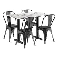 Lancaster Table & Seating Excalibur 27 1/2" x 47 3/16" Rectangular Smooth Versilla Standard Height Table with 4 Alloy Series Onyx Black Outdoor Cafe Chairs