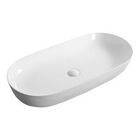 Ruvati RVB0432 Vista 32" x 16" White Vitreous Porcelain Ceramic Oval Above-Counter Bathroom Vessel Sink