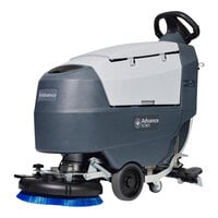 Advance SC401 17B 56385360 17" Walk Behind Small Floor Scrubber with (2) 105 Ah Wet Batteries, Charger, and Brush - 7.9 Gallon