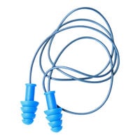 Cordova Encore Blue Metal-Detectable Corded Thermoplastic Rubber Earplug Pair - 100/Box