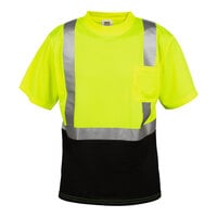 Cordova Cor-Brite Type R Class 2 Hi-Vis Lime Mesh Short Sleeve Safety Shirt with Black Front Panel and Reflective Tape