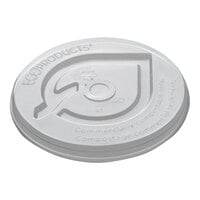 Eco-Products GreenStripe 12, 16, and 22 oz. PLA Compostable Flat Paper Cold Cup Lid with Circular Straw Slot - 1000/Case