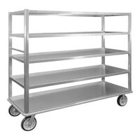 New Age 1451 75" x 29" x 66 3/4" Queen Mary Aluminum Banquet Service Cart with 5 Shelves
