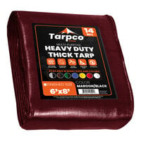 Tarpco Safety Maroon / Black Extra Heavy-Duty Weatherproof 14 Mil Poly Tarp with Reinforced Edges